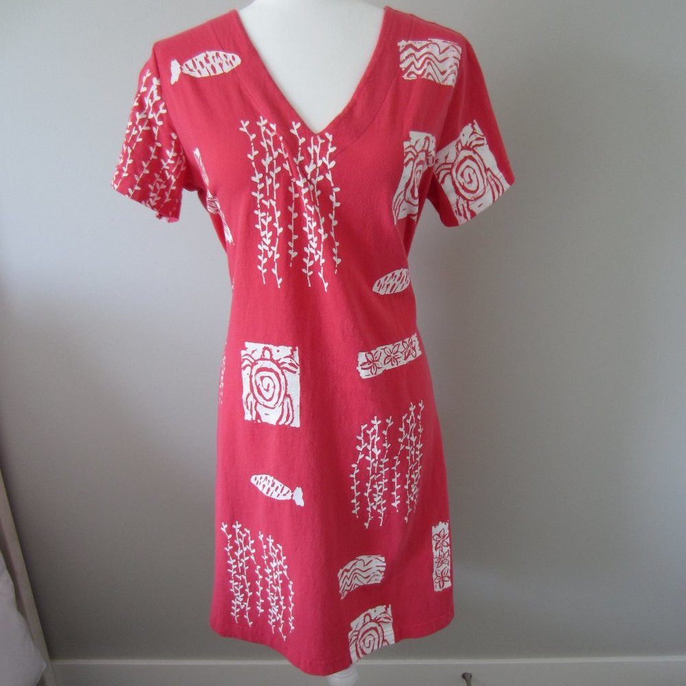 M.Mac's "Fish Rock" 100% Cotton Dress, Red, M